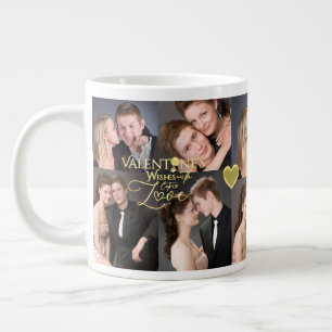 Grande Tasse Collage photo élégant de la Saint-Valentin en or