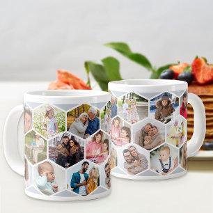 Grande Tasse Collage photo géométrique 17 Photo Gris argenté