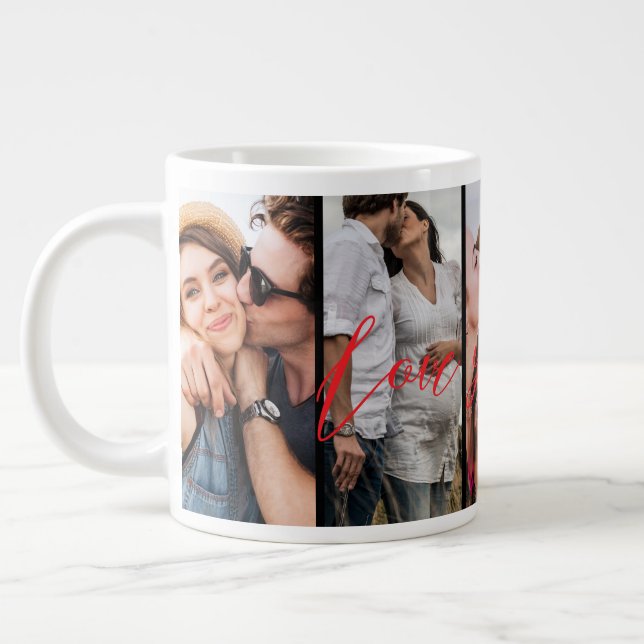 Grande Tasse Collage photo vertical personnalisé Love You Forev (Gauche)