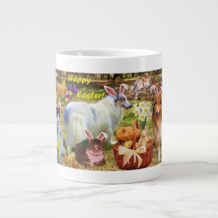 Grande Tasse Colleys et chatons célébrant Pâques en lapins de P