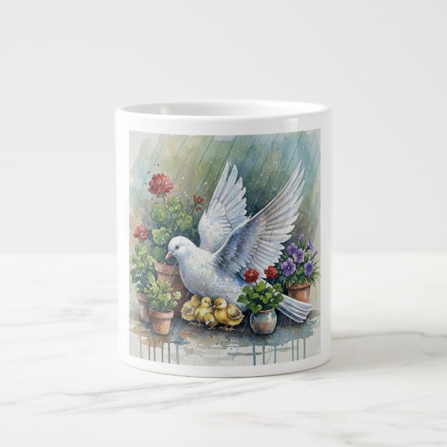Grande Tasse Colombe et poussins dans le jardin (Devant)