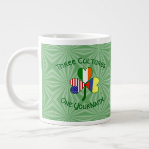 Grande Tasse Colombie Irlande USA Shamrock Drapeau Personnalisé