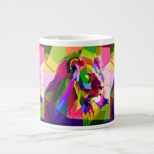 Grande Tasse Conception d'art pop prismatique coloré de lion