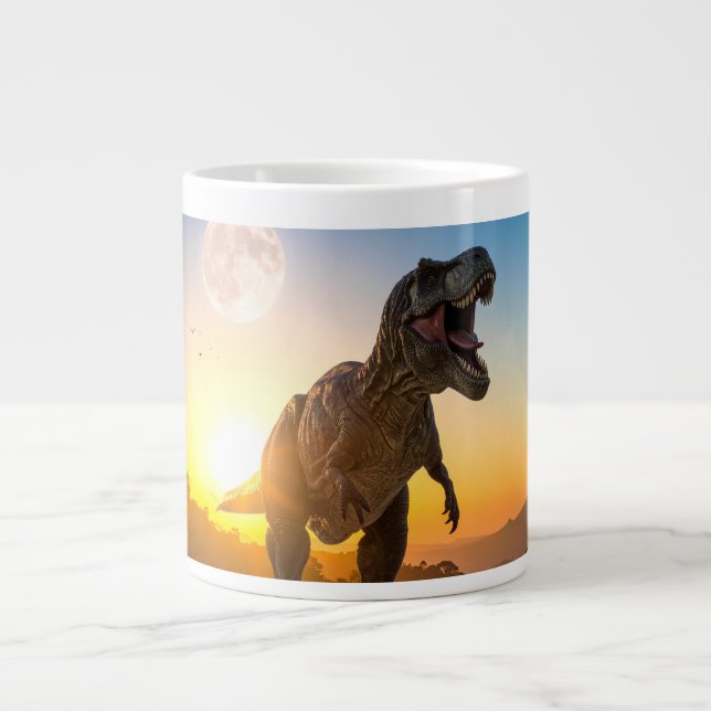 Grande Tasse Conception d'aventure de T-Rex dinosaure rugissant (Devant)