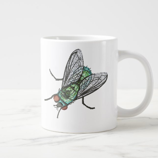 Grande Tasse Conception de broderie de machine de mouche verte  (Droite)
