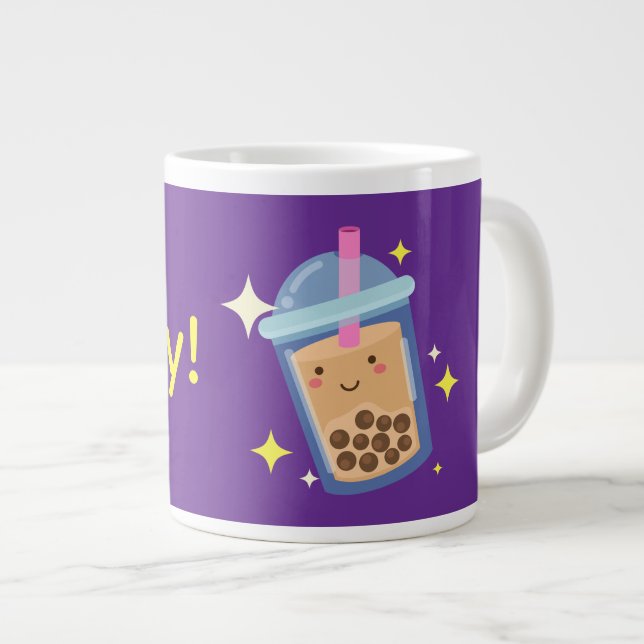 Grande Tasse Conception de Bubble Tea Mignon Heureux  (Devant droit)