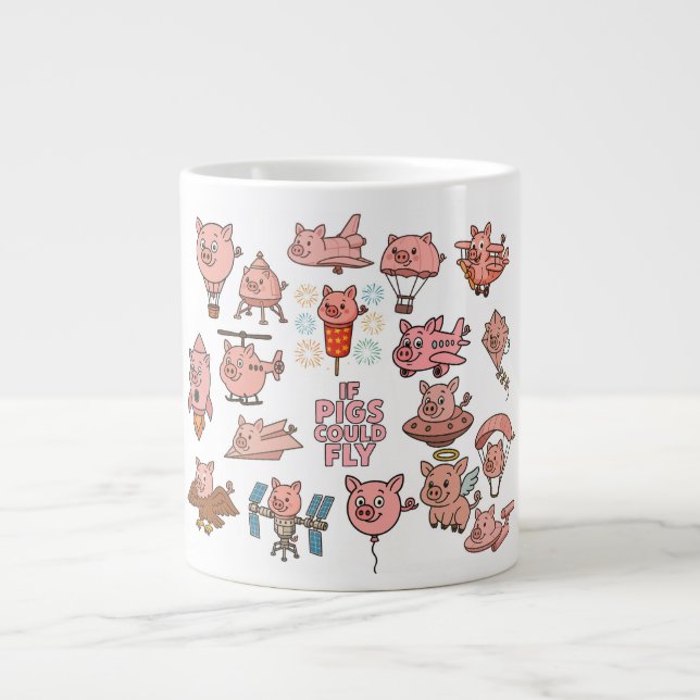 Grande Tasse Conception de ciel de cochon de dessin animé migno (Devant)