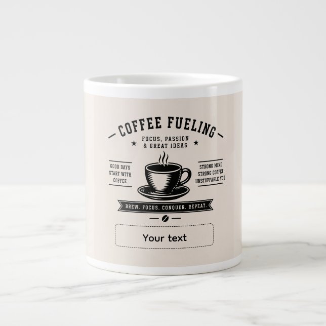 Grande Tasse Conception de citation de café personnalisée – Nom (Devant)