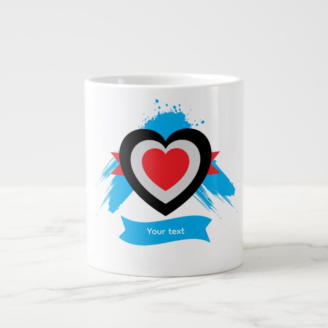 Grande Tasse Conception de cœur avec texte personnalisable modi (Devant)