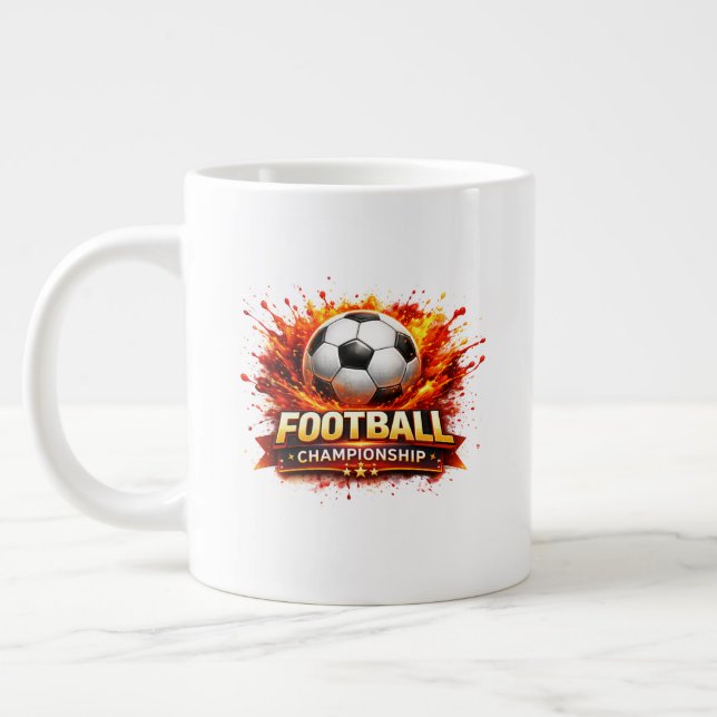 Grande Tasse Conception de football dynamique avec des flammes  (Gauche)