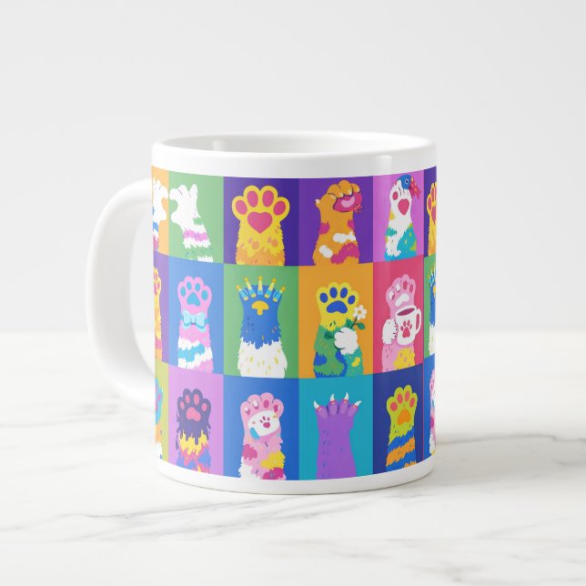 Grande Tasse Conception de grille de patte de chat en pop art c (Devant gauche)