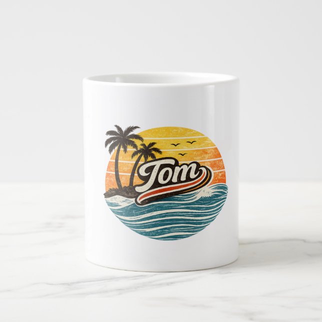 Grande Tasse Conception de nom Sunset Retro Tom (Devant)