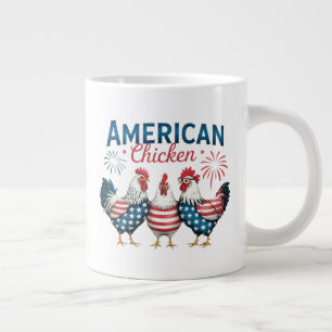 Grande Tasse Conception de poulet américain patriotique du 4 ju