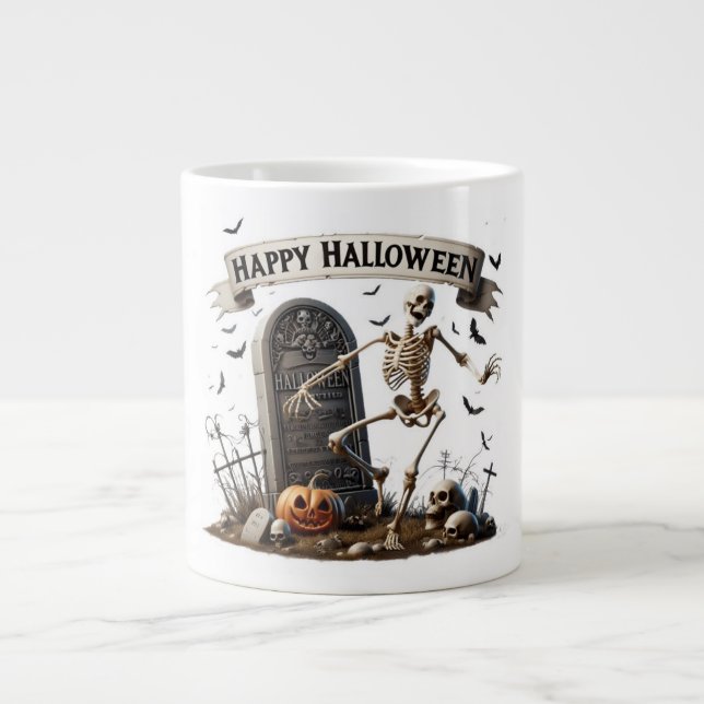 Grande Tasse Conception de squelette dansant Halloween (Devant)