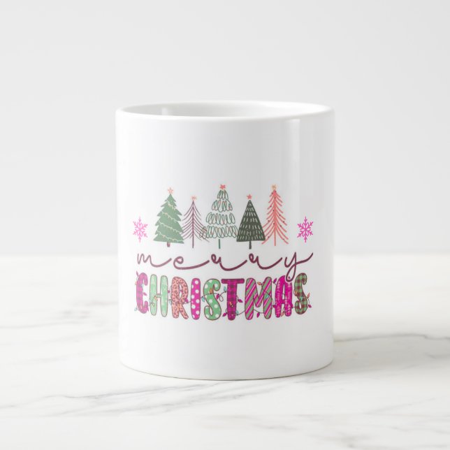Grande Tasse Conception de sublimation d'arbre de Noël Boho mig (Devant)