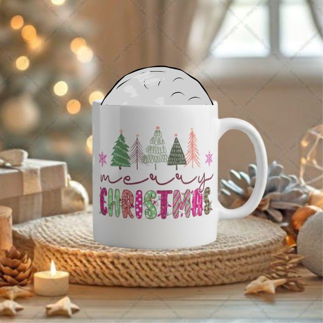 Grande Tasse Conception de sublimation d'arbre de Noël Boho mig (Créateur téléchargé)