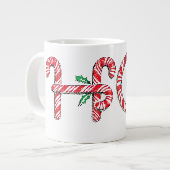 Grande Tasse Conception de texte de canne en bonbon mignonne av (Devant gauche)