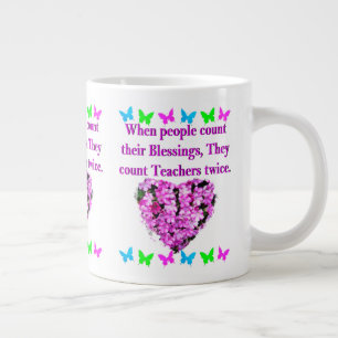 GRANDE TASSE CONCEPTION D'ENSEIGNANT FLORAL JOLIE ROSE