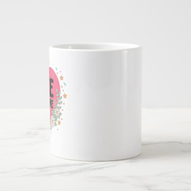 Grande Tasse conception graphique du coeur rose de la Palestine (Devant)