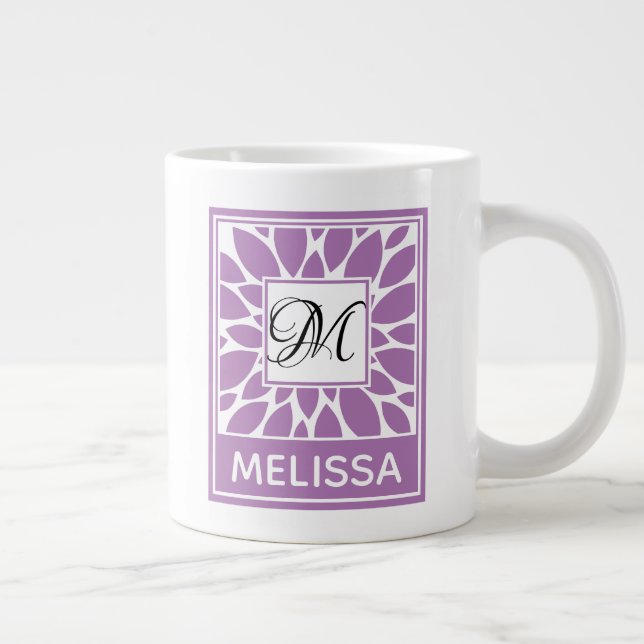 Grande Tasse Conception modifiable Monogramme contemporain et n (Droite)