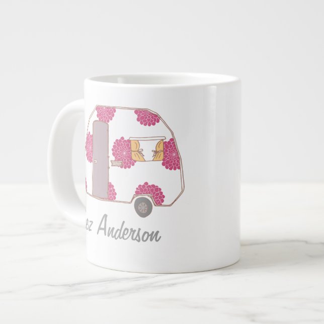 Grande Tasse Conception rétro personnalisée Caravane propriétai (Devant gauche)