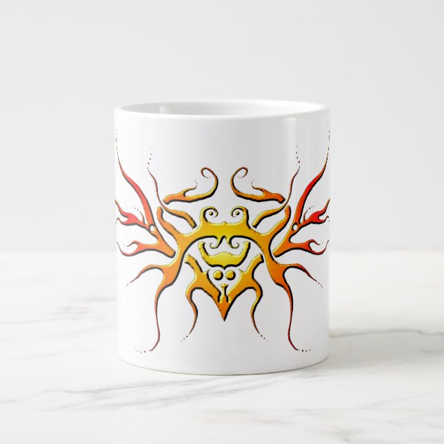 Grande Tasse Conception Tribale de Cœur Ailé - rouge (Devant)