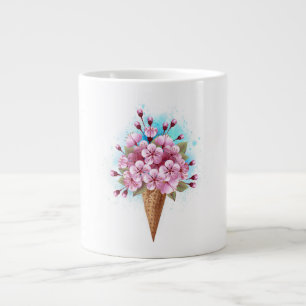 Grande Tasse Cône rose Sakura crème glacée gaufre