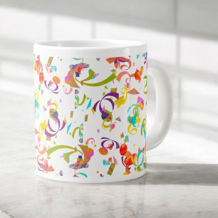 Grande Tasse Confetti coloré Toss Arrière - plan sur blanc