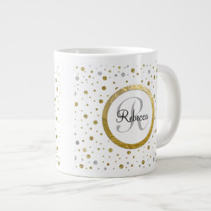 Grande Tasse Confetti d'argenterie en feuilles d'or monogramme