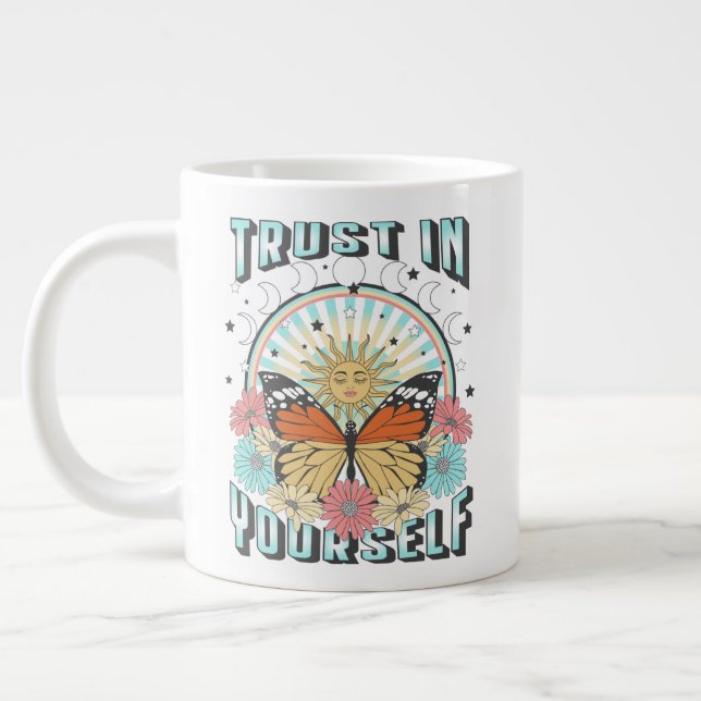 Grande Tasse Confiance en soi | Soleil céleste et papillon (Gauche)