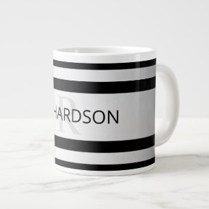 Grande Tasse Contemporain Faux Argent Ombre Rayures & Noir