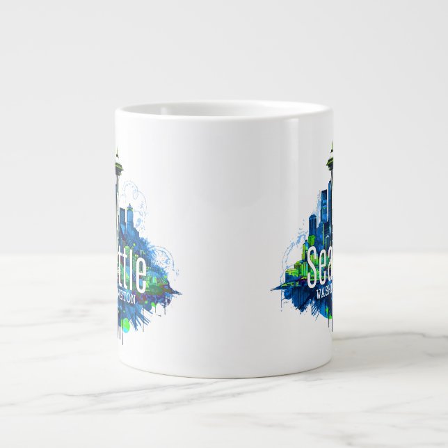 Grande Tasse Contour de l'horizon de Seattle (Devant)
