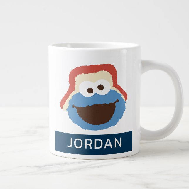 Grande Tasse Cookie Monster Visage de forêt | Ajoutez votre nom (Droite)