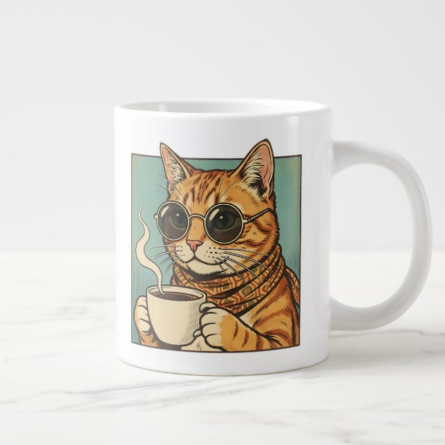 Grande Tasse Cool Cat Coffee Retro Style Design for Cat Lovers (Droite)