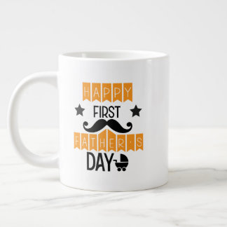 Grande Tasse Cool Happy first Father's Day word art 