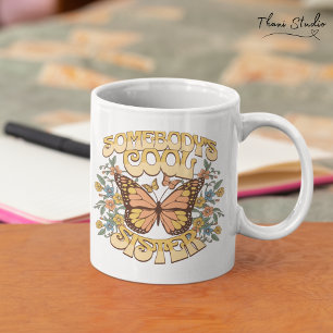 Grande Tasse Cool soeur papillon Fleur sauvage Vintage Retro