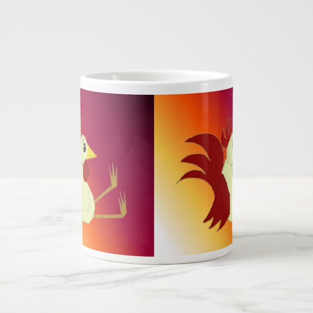 Grande Tasse Coq assis drôle (Devant)