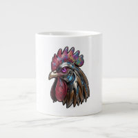 Coq Cyberpunk Art mécanique iridescent