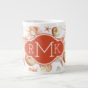 Grande Tasse Corail avec coquillages et crabes Motif Monogramm