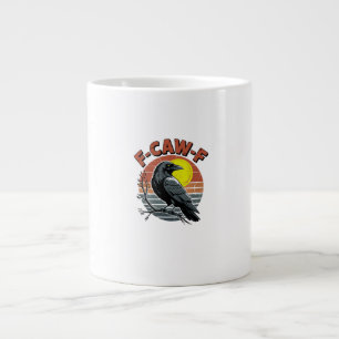 Grande Tasse Corbeau drôle F-Caw-F Rétro Coucher de soleil Desi