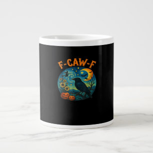 Grande Tasse Corbeau F-Caw-F Drôle Halloween Gothique Carreaux