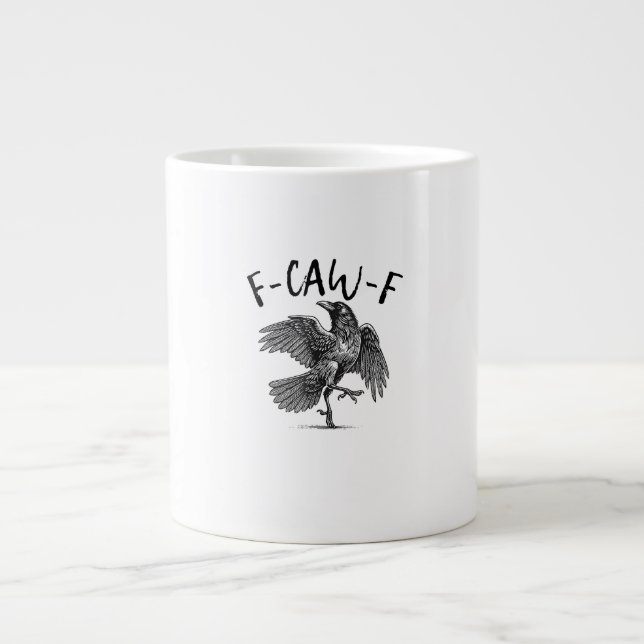 Grande Tasse Corbeau, F-Caw-F Oiseau drôle (Devant)