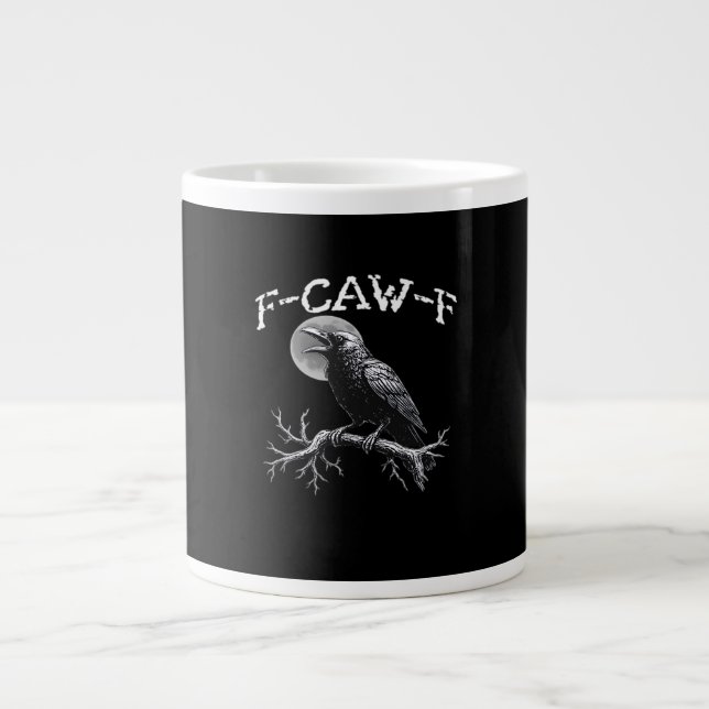 Grande Tasse Corbeau F-Caw-F Oiseau Drôle Cool Unique (Devant)