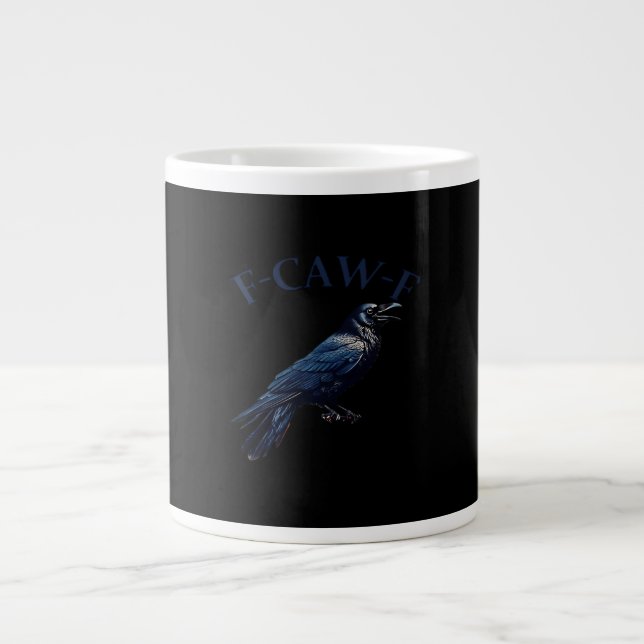 Grande Tasse Corbeau, F-Caw-F Oiseau drôle Créatif Décontracté (Devant)