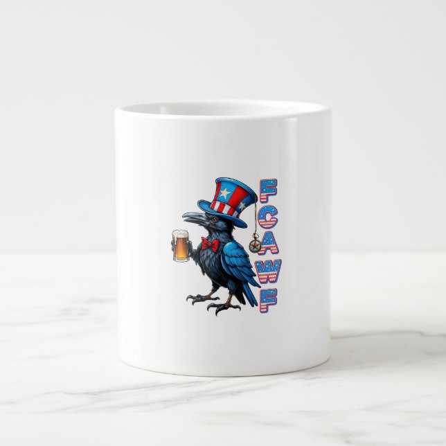 Grande Tasse Corbeau, F-Caw-F Oiseau Drôle Créatif Décontracté (Devant)