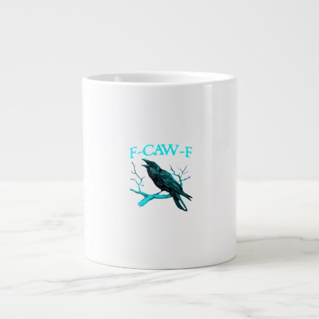 Grande Tasse Corbeau F-Caw-F Oiseau Drôle Rétro (Devant)