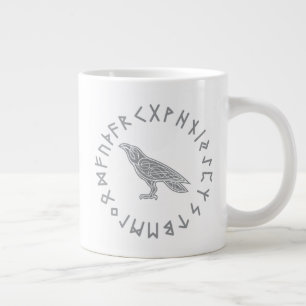 Grande Tasse Corbeau raven d'Odin Mythologie Viking runes runiq