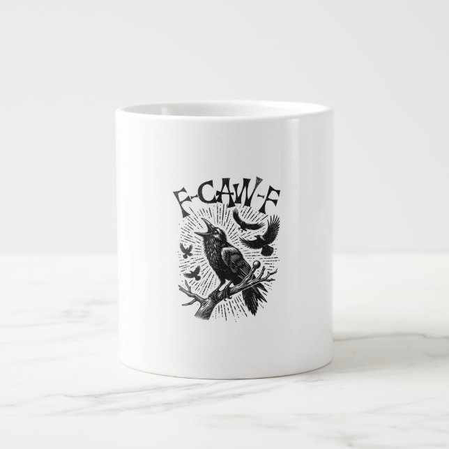 Grande Tasse Corbeau Rétro Drôle F-Caw-F (Devant)