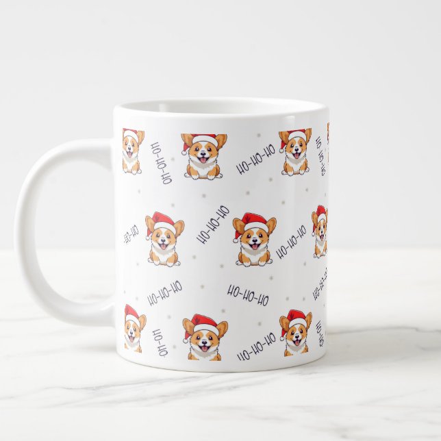 Grande Tasse Corgis à Santa Hats Motif de Noël (Gauche)