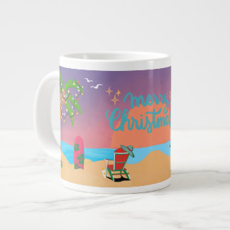 Grande Tasse Coucher de soleil de Noël à la plage